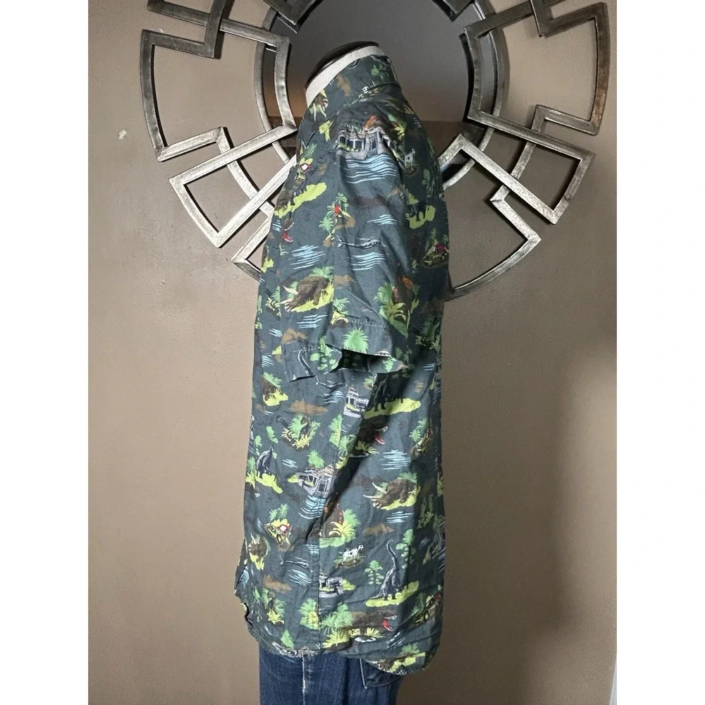 Jurassic World Youth Sz S 100% Cotton Jurassic Park Hawaiian Button Up‎ Shirt